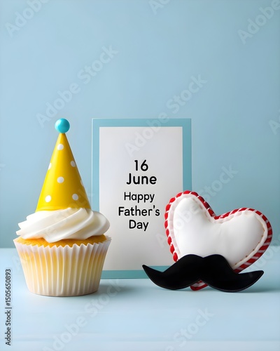 Fathers day cupcake card heart mustache