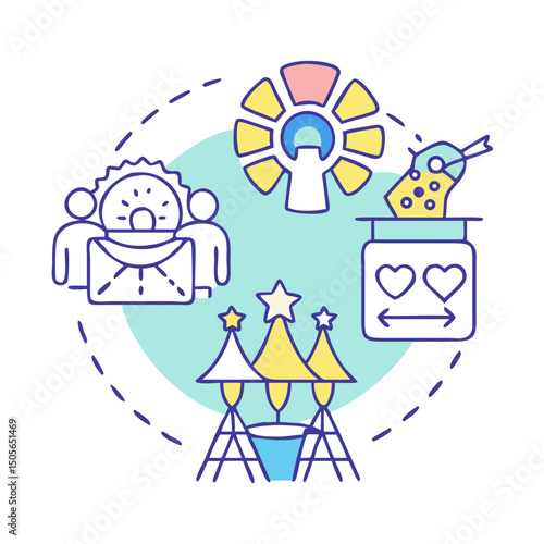 Creative Circle Design Illustrating Various Event and Celebration Concepts