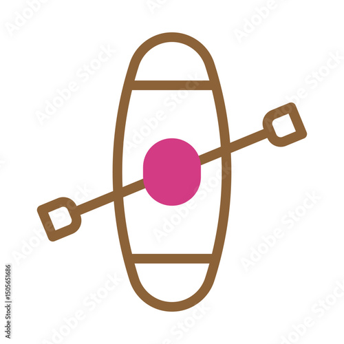 Minimalist kayak icon with paddle and pink accent offering nautical simplicity