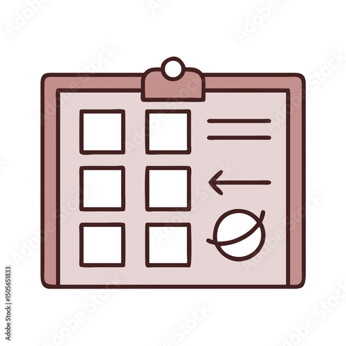 Project planning clipboard, task management illustration, isolated
