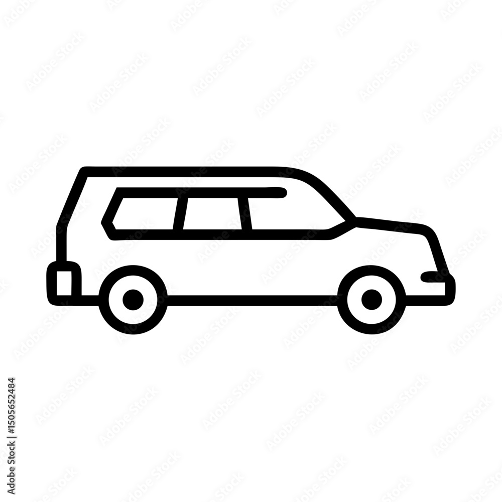SUV car side view icon in black line style SUV car side view icon in black line style