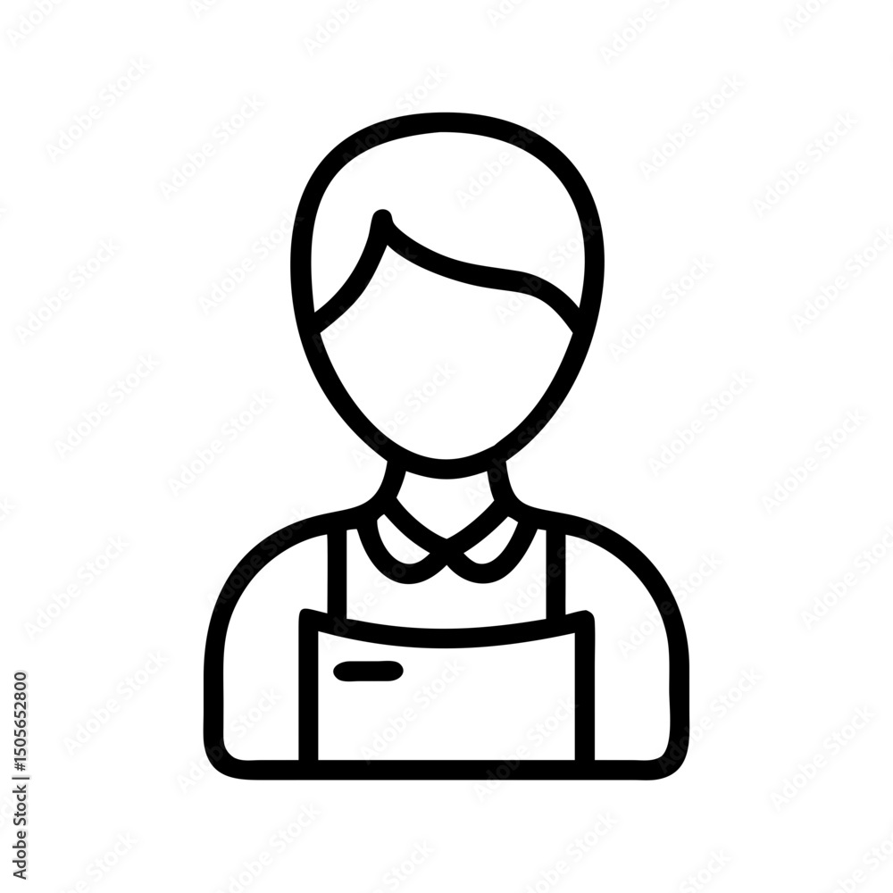 Barista icon in apron outline in minimal line style Barista icon in apron outline in minimal line style