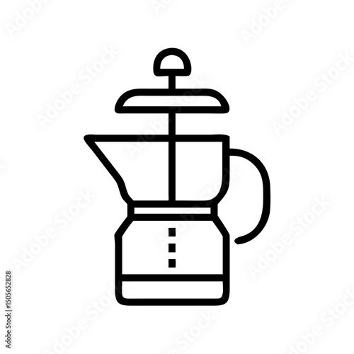 Coffee pot with plunger icon in minimal line style
