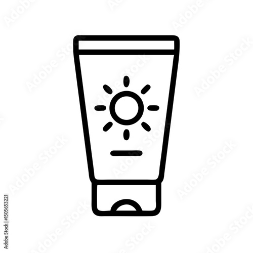 Sunscreen tube icon in minimal black line style