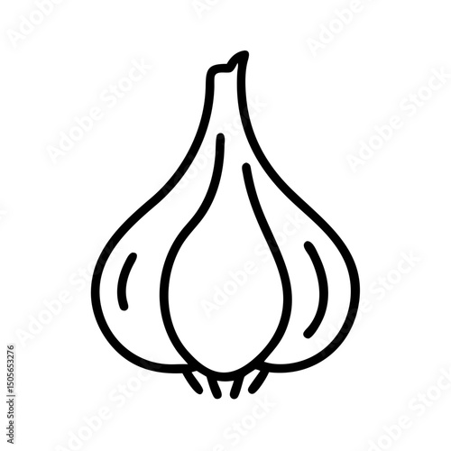 Garlic bulb icon in minimal black line style