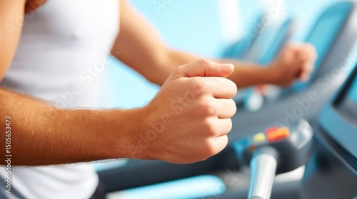 Wallpaper Mural Young Man Engaged in Intense Workout on Treadmill in Modern Gym Environment Torontodigital.ca