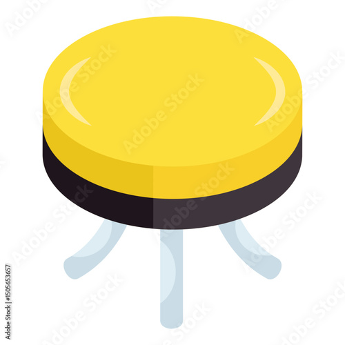 An isometric design icon of round table