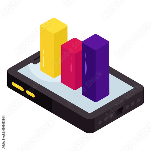 A premium download icon of mobile data analytics