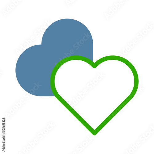 Overlapping heart shapes creating a visual fusion of emotions and concepts