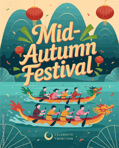 Horizontal ad graphic of dragon boat fest theme. Dragon Boat Festival Vector Art for Greetings, Posters, Ads and Social Media