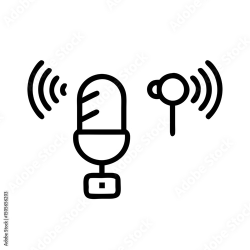 Live streaming podcast icon on transparent background for web and graphic design