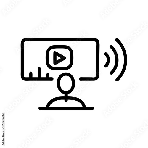 Play video podcast icon on transparent background for web and graphic design