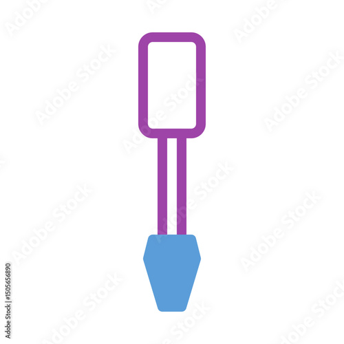 Simplified representation of a flathead screwdriver isolated on white backdrop