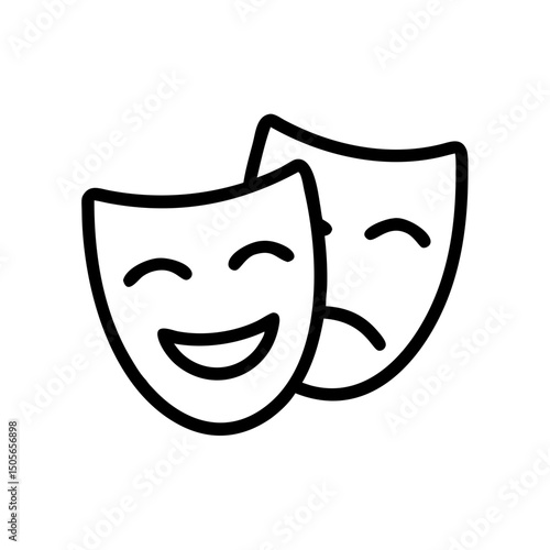 Theater masks icon on transparent background for web and graphic design