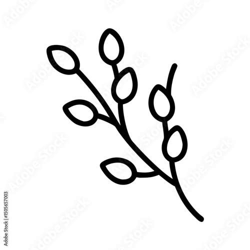 Willow branch icon on transparent background for web and graphic design