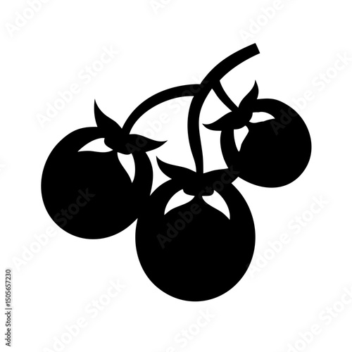 Silhouette cherry tomatoes icon on transparent background for web and graphic design