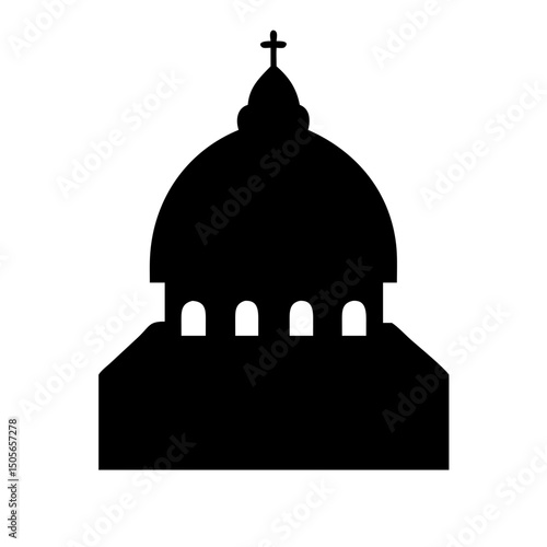 Silhouette church dome icon on transparent background for web and graphic design