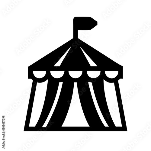 Silhouette circus tent icon on transparent background for web and graphic design