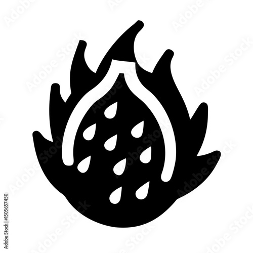 Silhouette dragon fruit icon on transparent background for web and graphic design