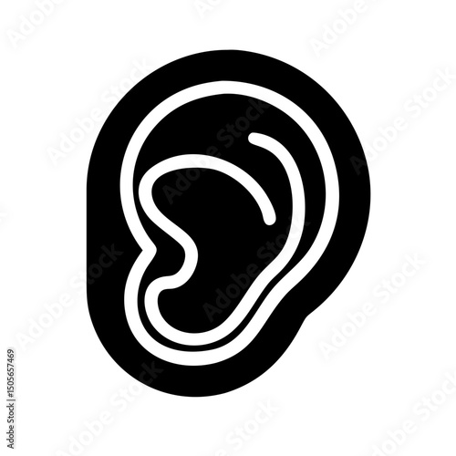 Silhouette ear listening icon on transparent background for web and graphic design