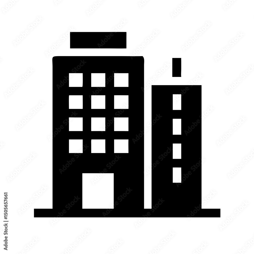 Silhouette high rise office building icon on transparent background for web and graphic design Silhouette high rise office building icon on transparent background for web and graphic design