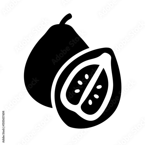 Silhouette guava icon on transparent background for web and graphic design