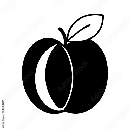 Silhouette peach or nectarine icon on transparent background for web and graphic design