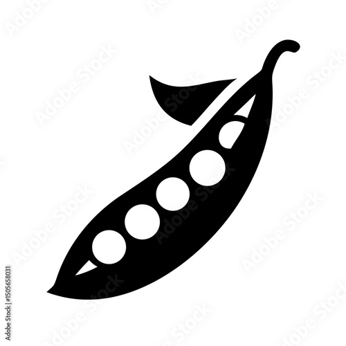 Silhouette peas in pod icon on transparent background for web and graphic design