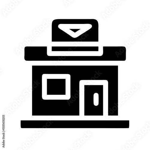 Silhouette post office icon on transparent background for web and graphic design