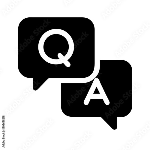 Silhouette q a speech bubbles icon on transparent background for web and graphic design