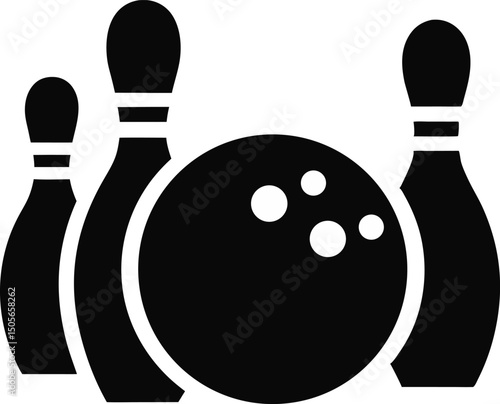 Bowling Ball With Pins Silhouette Vector Illustration