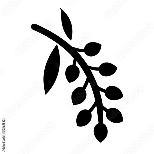 Silhouette willow branch icon on transparent background for web and graphic design