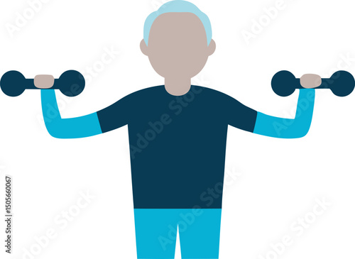 Clean Silhouette Older Man Doing Shoulder Shrugs