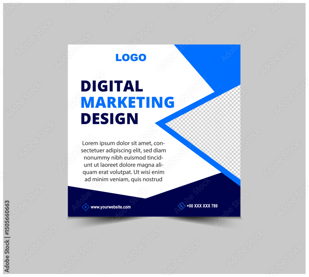 Fototapeta premium Social Media Post Template Design Blue Digital Marketing Banner For Modern Business Corporate Vector Illustration