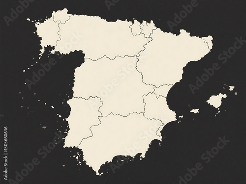 Spain map with white shapes and turquoise background, suitable for clean and friendly presentations, infographic content, and designs needing a calm and approachable geographic layout.
