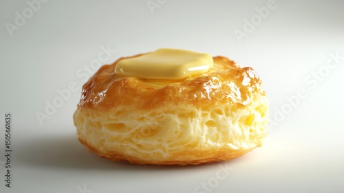 golden brown buttermilk biscuit with a melting pat of butter on top