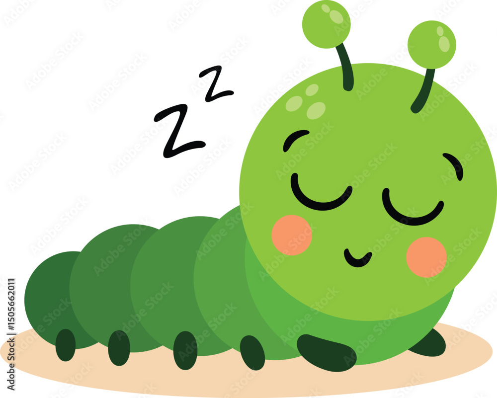 Cute Green Caterpillar Taking a Nap Cute Green Caterpillar Taking a Nap