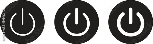 Turn on and turn off power button icons set. User interface switch button concept for mobile applications and websites. On off electric current signs illustration isolated on transparent background.