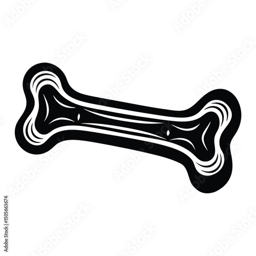 A cartoon illustration of a dog bone is a fun and playful symbol often used in pet food graphics, stickers, and clipart designs featuring cute and modern styles with white and black outlines
