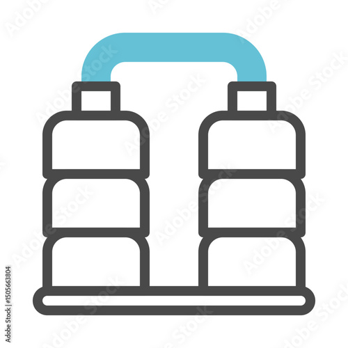 Stylized minimalist vector illustration of connected industrial tanks or reservoirs
