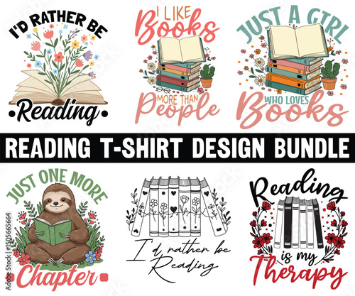 Reading graphic design for Reading lover. Reading t-shirt design Bundle. vintage t-shirt design. Reading graphic design. Book t-shirt design. Book graphic design
