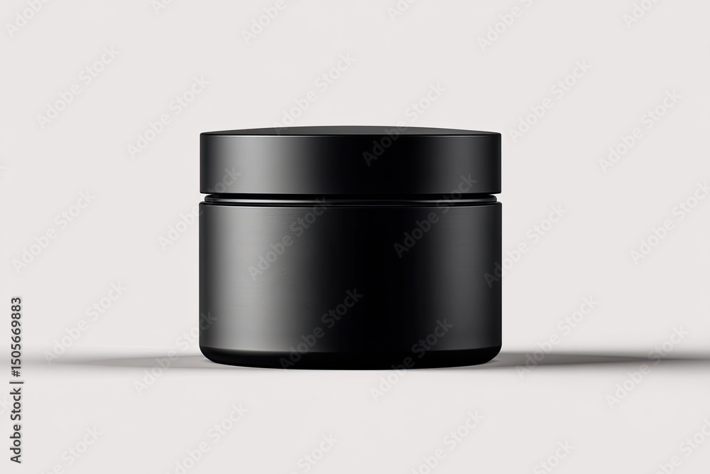 Matte black cosmetic jar. A sleek, round, empty jar, with a smooth, matte finish. A simple, modern design Matte black cosmetic jar. A sleek, round, empty jar, with a smooth, matte finish. A simple, modern design