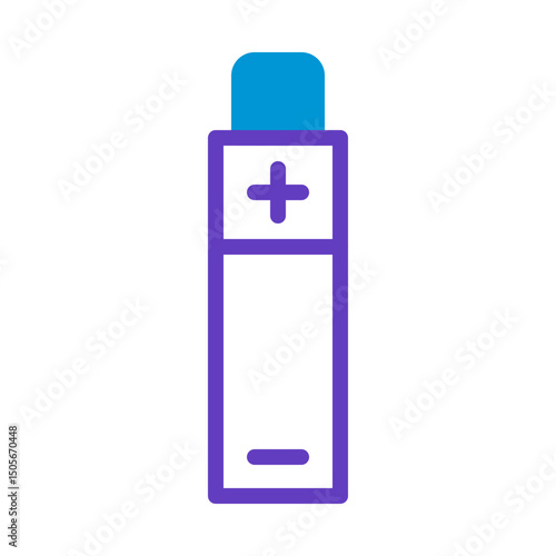 Vibrantly colored battery symbol illustration with positive and negative marks