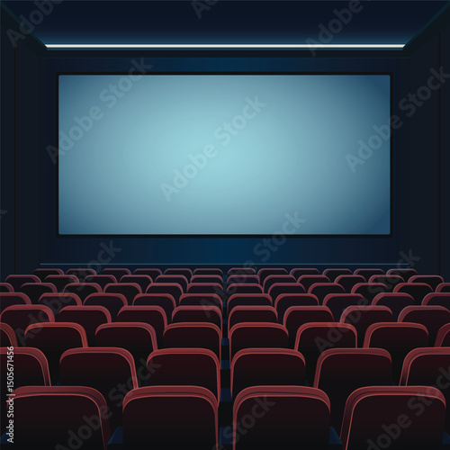Movie theater background with empty screen