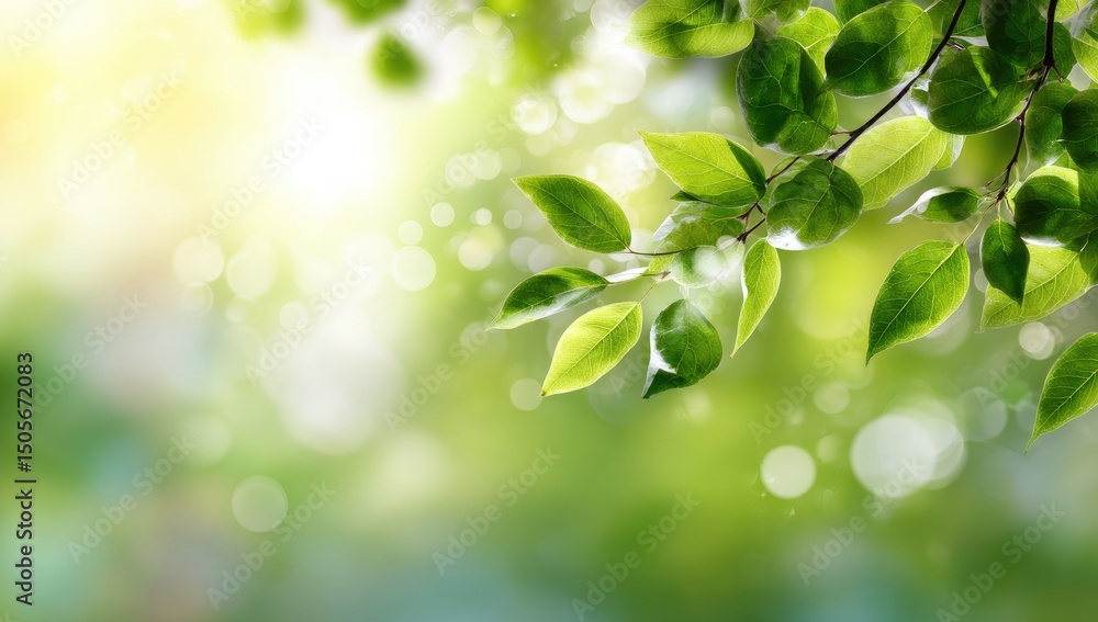 Fresh vibrant green leaves bathed in sunlight Fresh vibrant green leaves bathed in sunlight