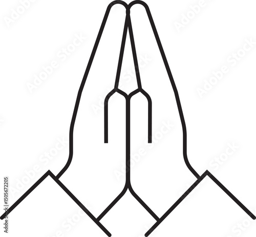 Prayer and Respect Icon. Namaste, Thank You Emoji. Folded Hands Sign for Gratitude. Vector icon