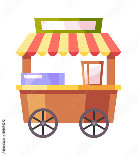 Food kiosk wheeled stand cartoon