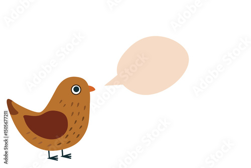 This adorable cartoon bird illustration showcases a speech bubble designed for enhancing creativity and imagination
