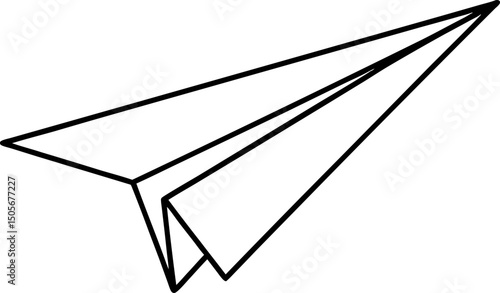 Paper Airplane Flying Line Art Vector Illustration