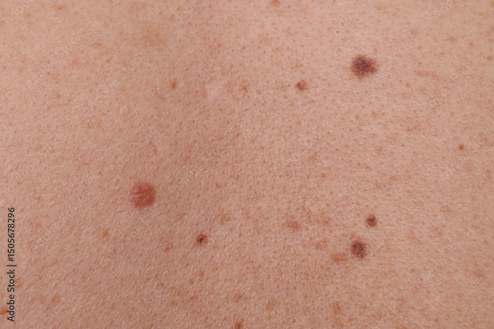 Fototapeta premium Woman with moles on her body, closeup